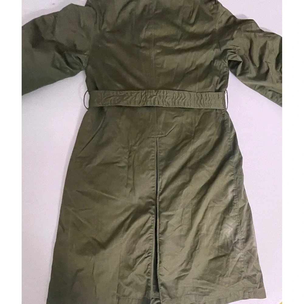 Vintage 1953 US Army Overcoat Cotton OG 107 Wool Liner Trench Coat Reg Med 1950s